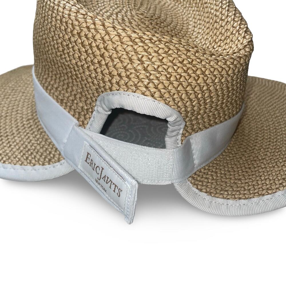 Eric Javits Sun Crest Hybrid Fedora Visor Peanut White Squishee Straw Hat - Picture 4 of 11